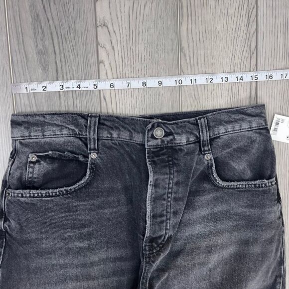 Free People Women Frank Black Cotton Wide Leg High Rise Ankle Denim NEW Jeans - Picture 9 of 11